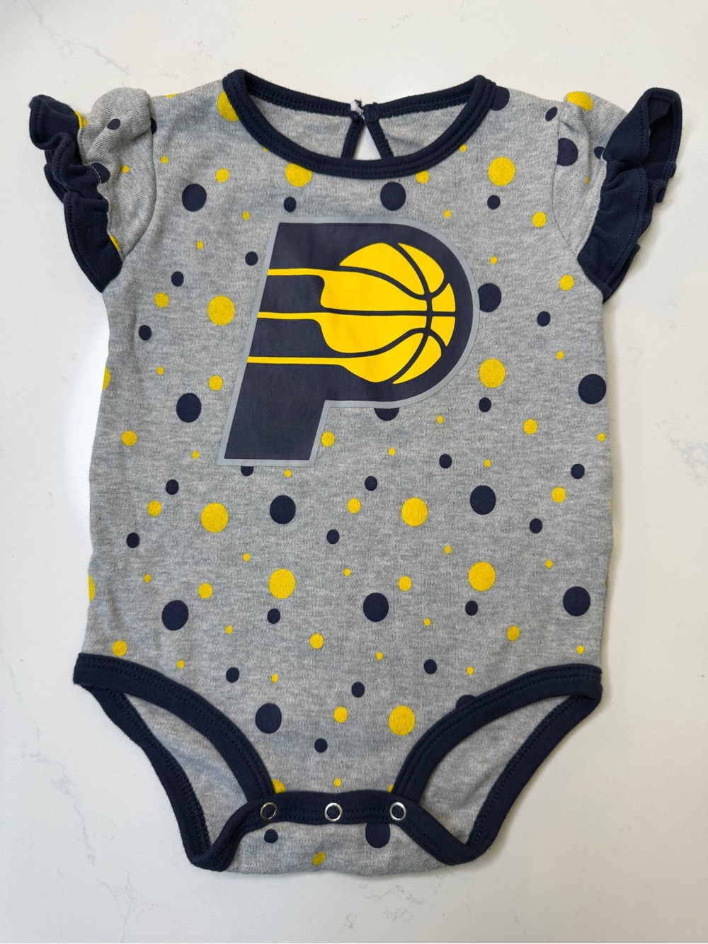 NBA Indiana Pacers Baby Girl Ruffle Sleeve Bodysuit 3-6 Months